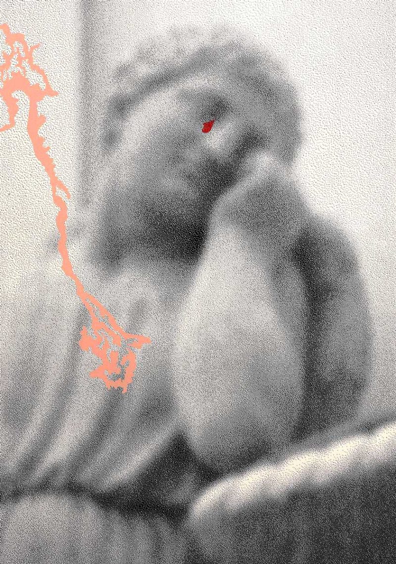 Portrait-statue-triste-bichromie-serigraphie