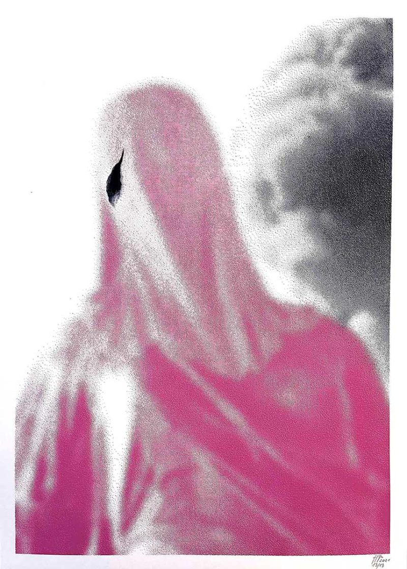 serigraphie d'une statue voilée impression bichromie