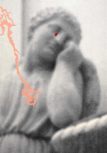 Portrait statue triste bichromie